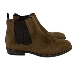 B2 Suede Leather Ankle Boots Mens 9.5 Brown Elastic Pull Tab Shoes Chelsea VGUC